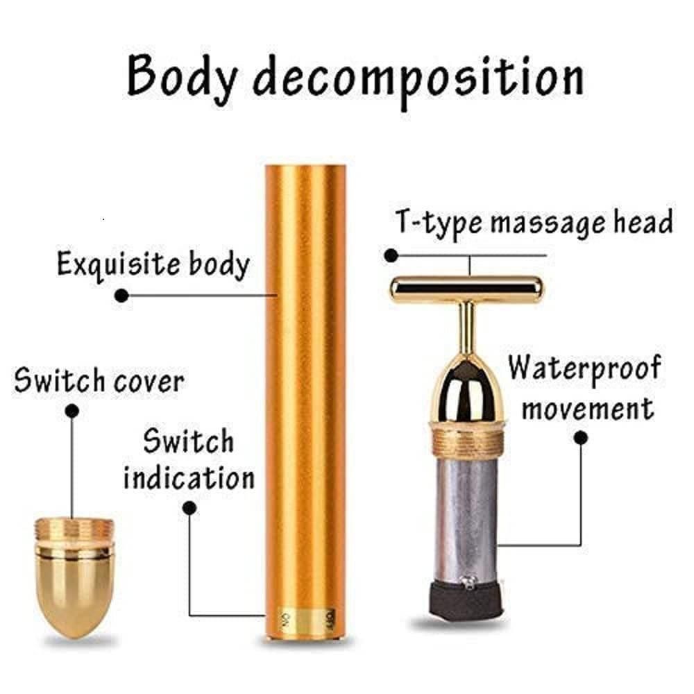 🔥 HOT SALE 🔥 24K Gold T-Shape Vibrating Face Massager 🌟50% OFF🌟🌟
