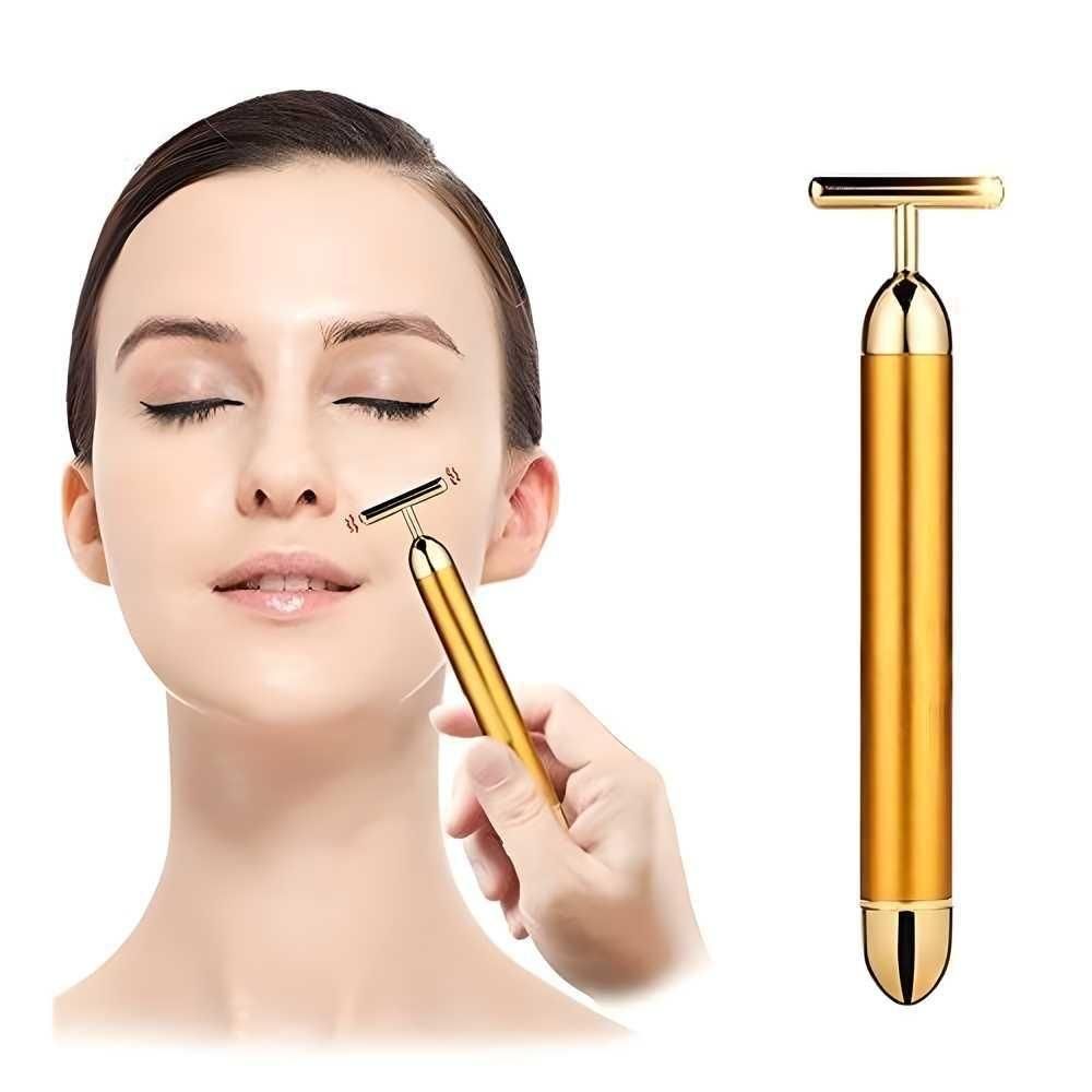 🔥 HOT SALE 🔥 24K Gold T-Shape Vibrating Face Massager 🌟50% OFF🌟🌟